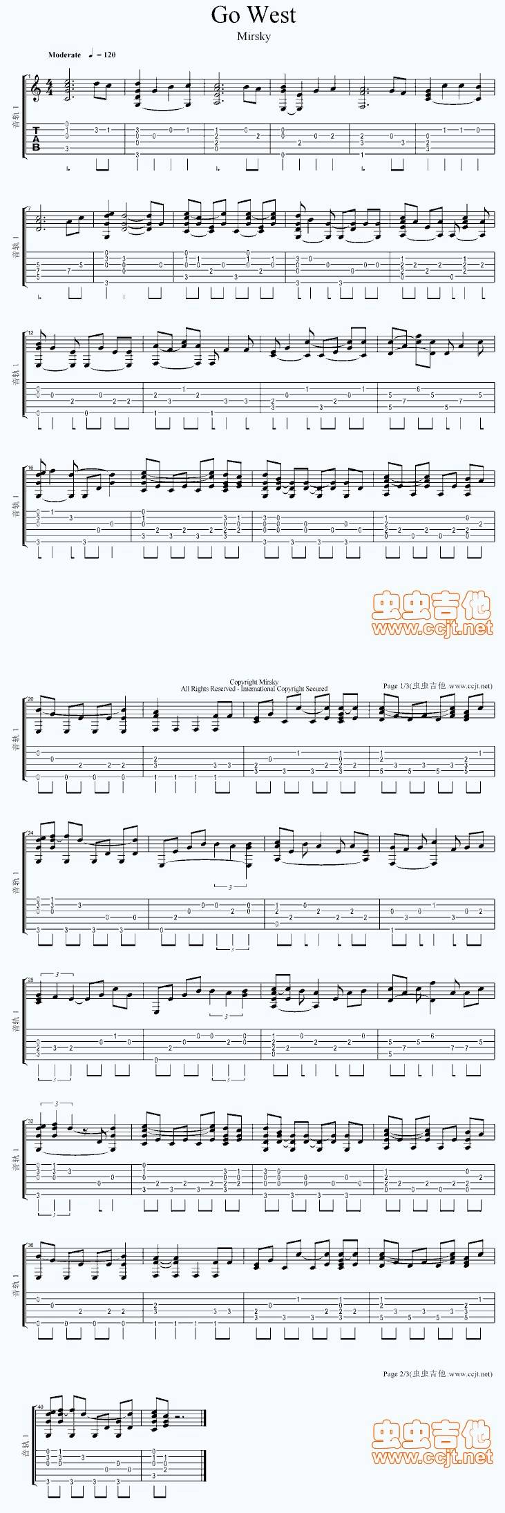 Go west吉他谱 