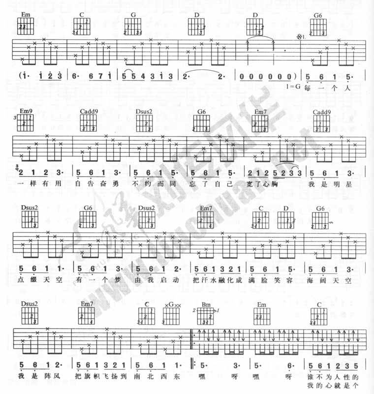 我是明星吉他谱