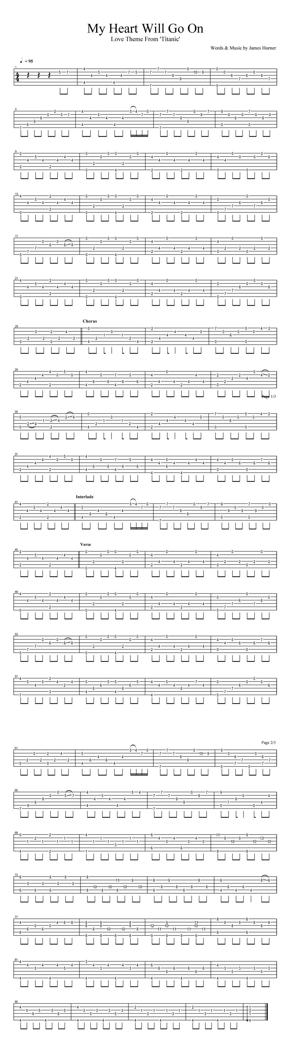 My heart will go on 柔情版吉他谱 