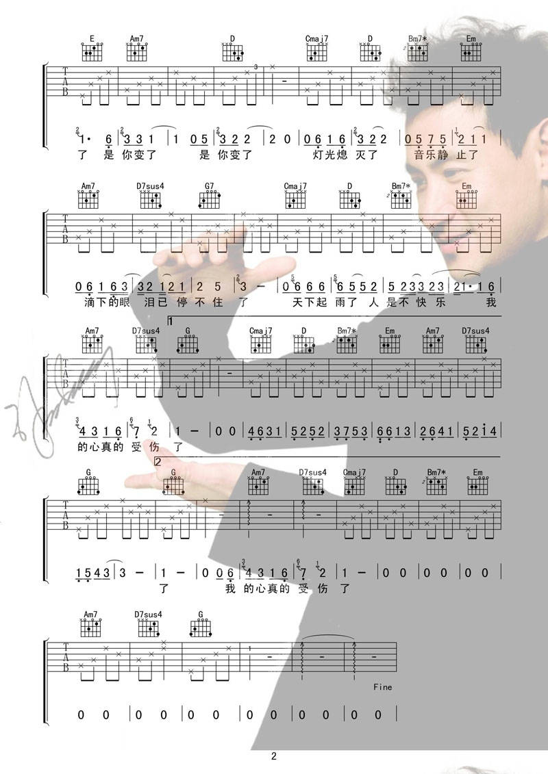 我真的受伤了 吉他谱 喀什怒放 