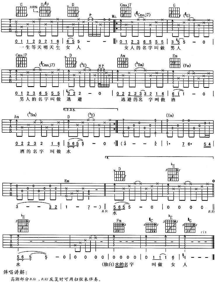 女人的名字-周华健吉他谱 