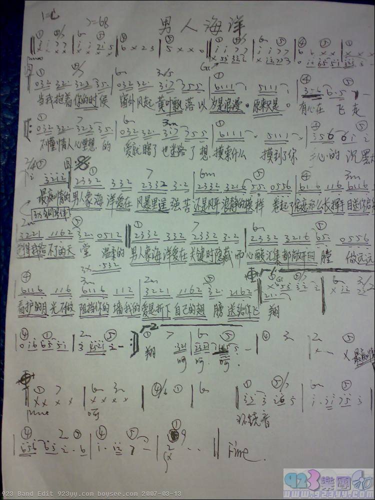 周传雄-男人海洋吉他谱 