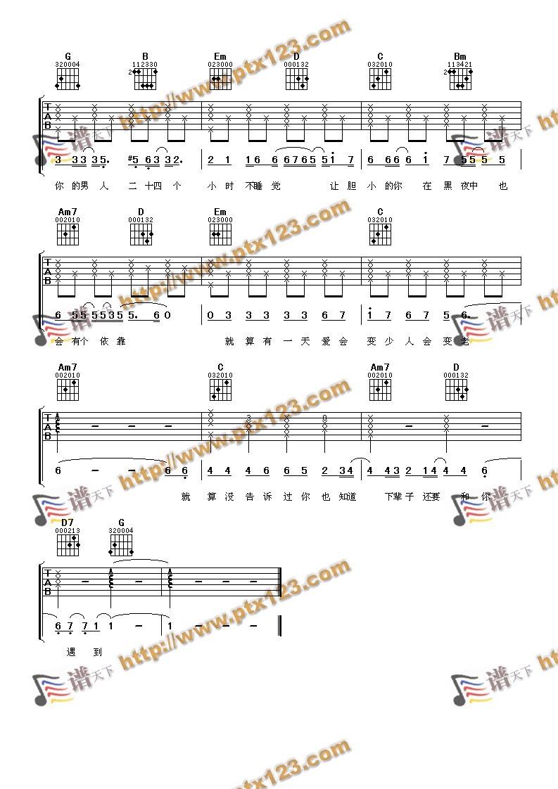 张信哲-做你的男人吉他谱 