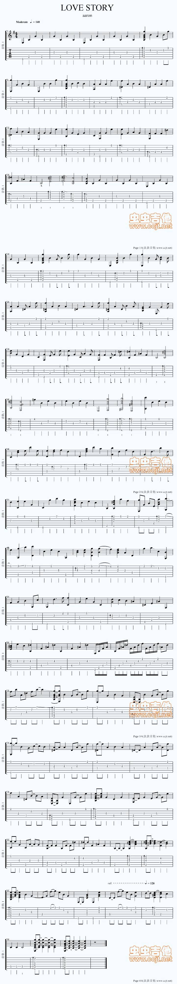 爱的故事吉他谱 