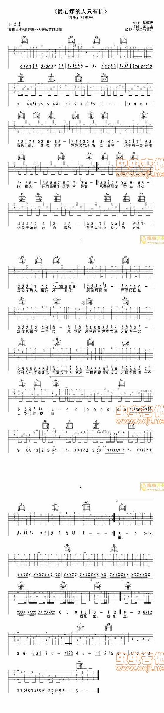 最心疼的人只有你吉他谱 