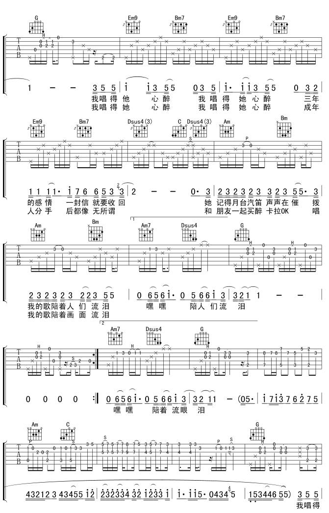 他来听我的演唱会吉他谱