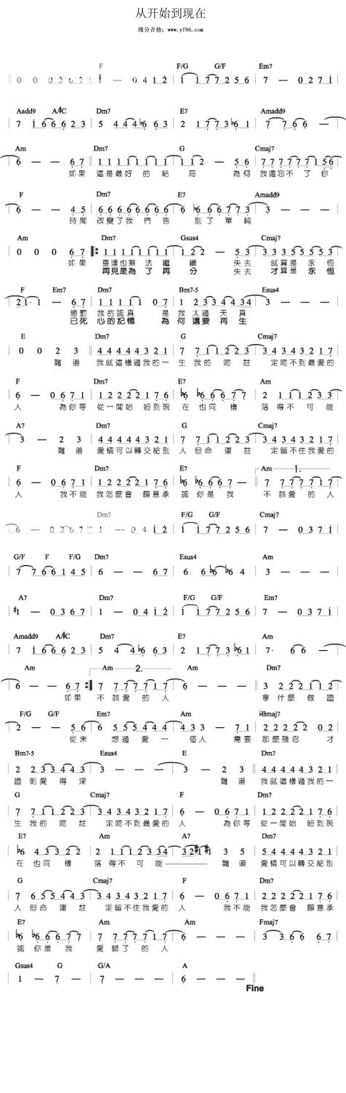 从开始到现在吉他谱 
