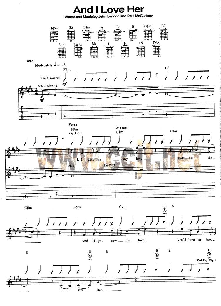 And I Love Her吉他谱