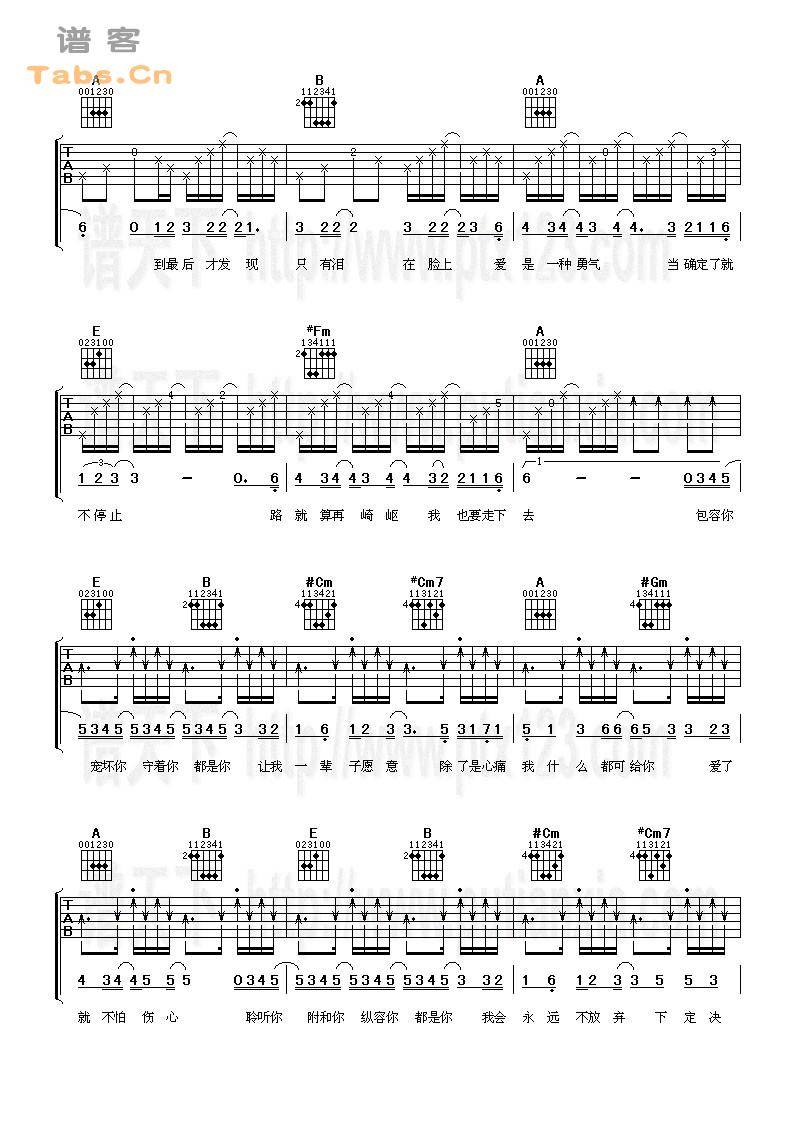 最爱 完美版	吉他谱