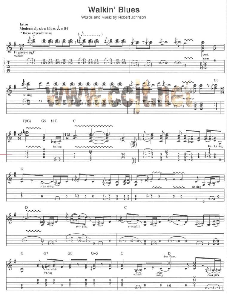 Walkin`Blues-Eric Clapton克莱普顿吉他谱