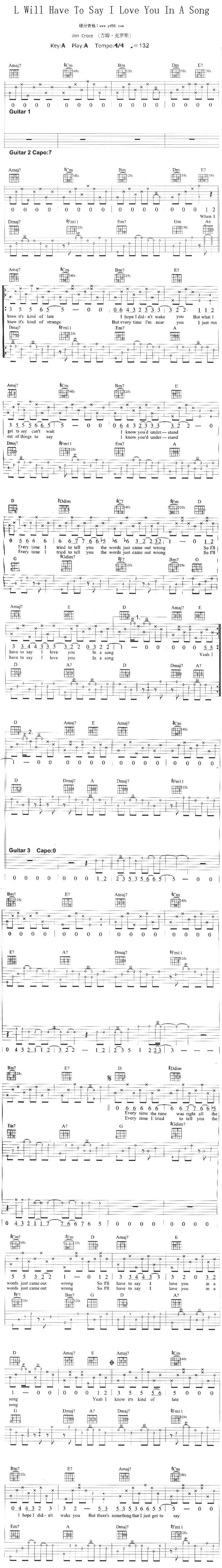 L Will Have To Say I Love You In吉他谱 