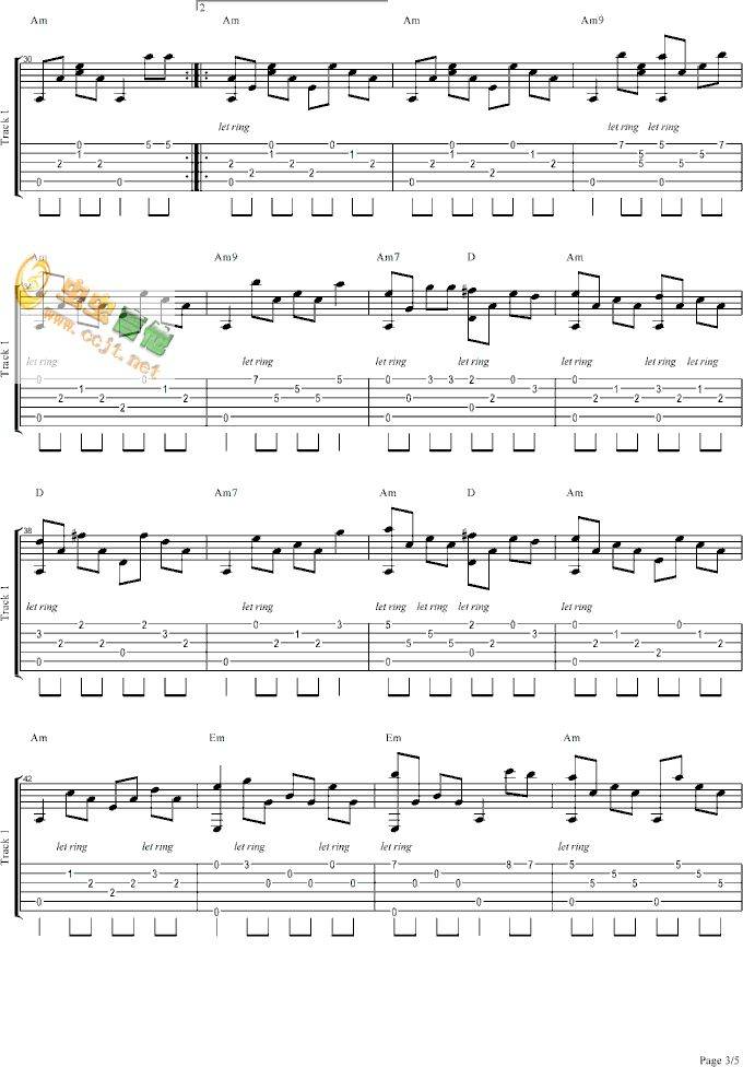 橄榄树（单吉他独奏完全版）吉他谱 