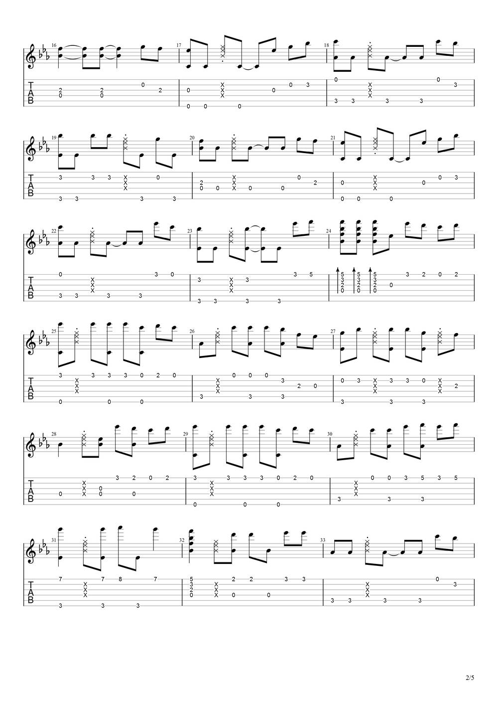 你的答案吉他谱_指弹G调原版