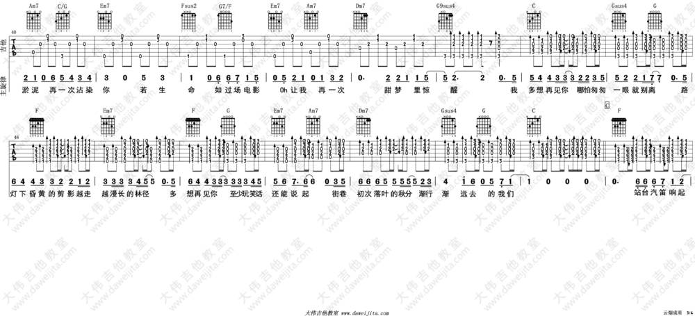 云烟成雨吉他谱