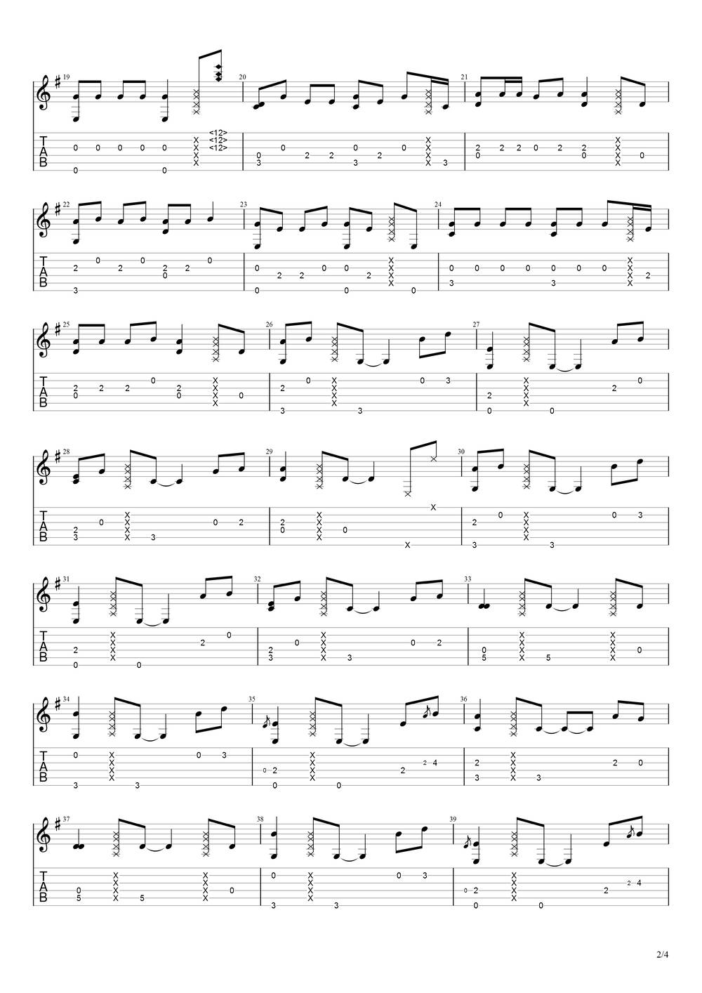 大田后生仔吉他谱_指弹原版