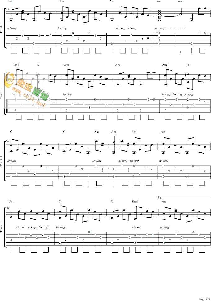 橄榄树（单吉他独奏完全版）吉他谱