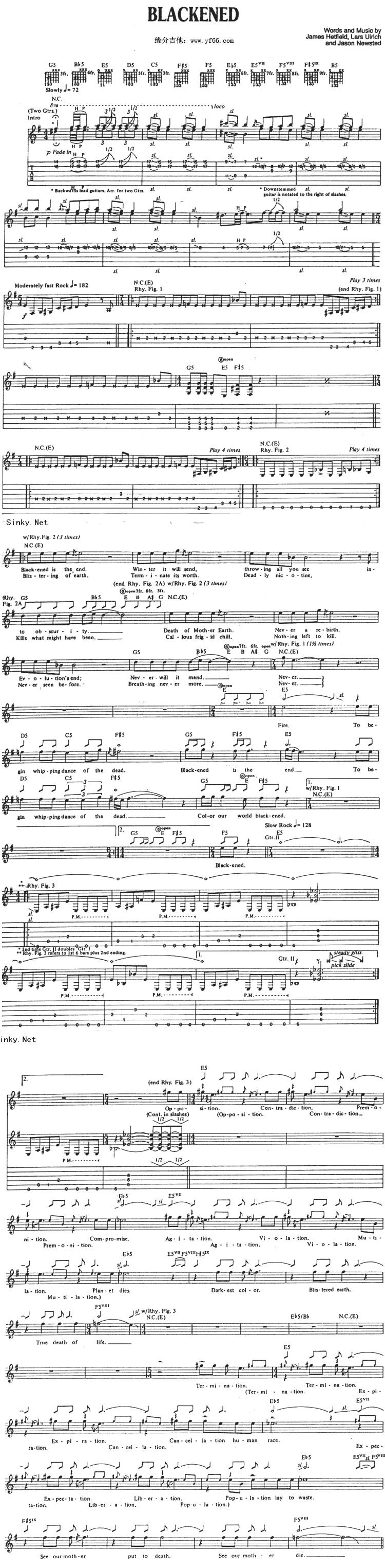 Blackened吉他谱 