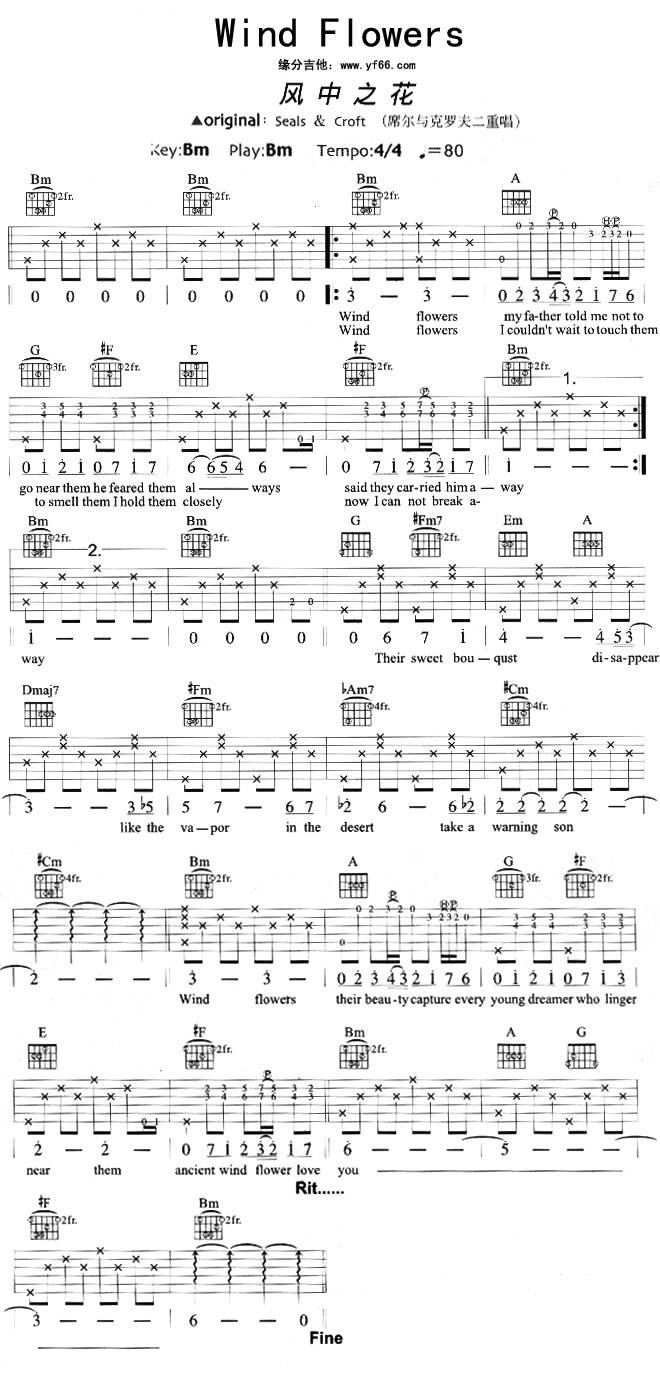 Wind Flowers吉他谱 