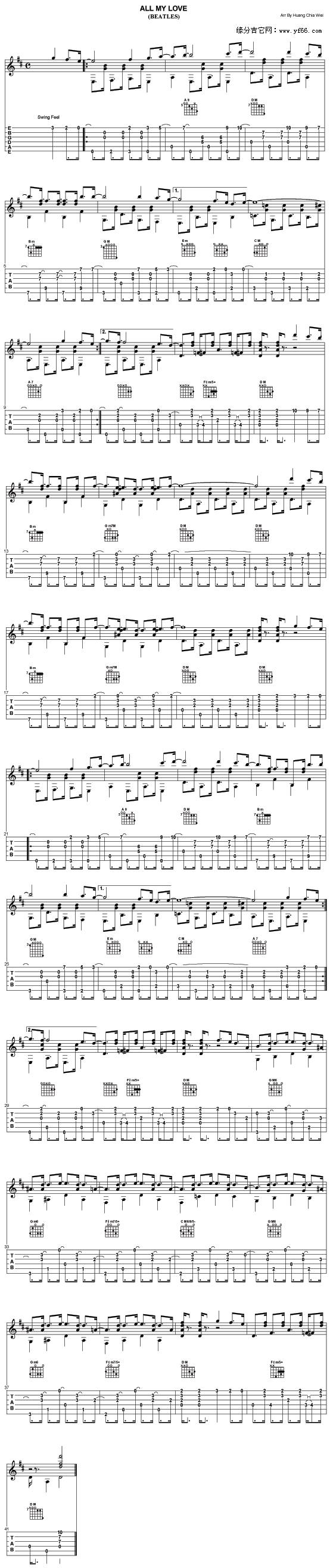 All My Love吉他谱 