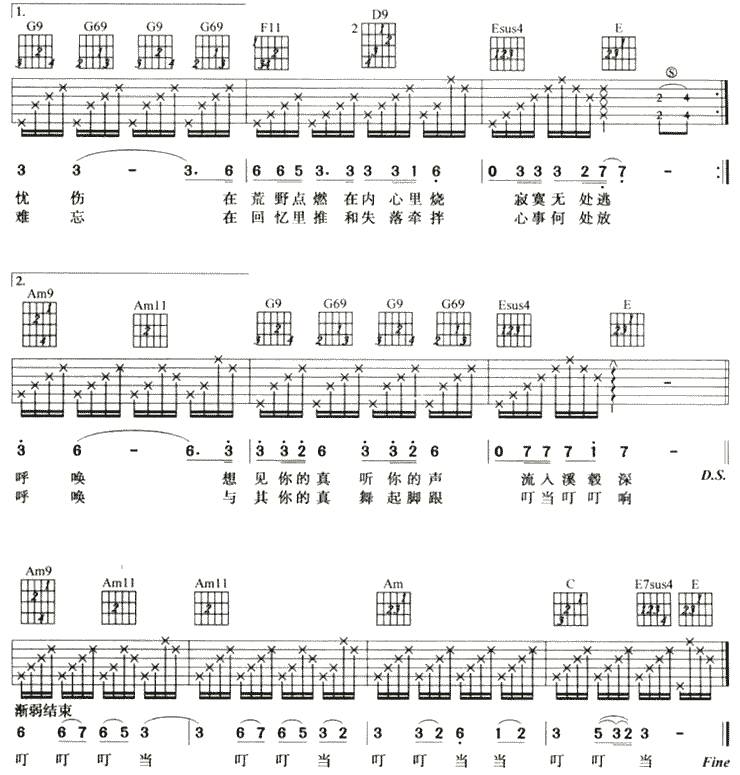 野衣裳 (齐秦)吉他谱 