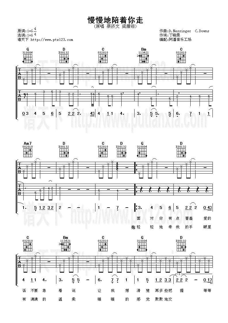 慢慢地陪着你走吉他谱