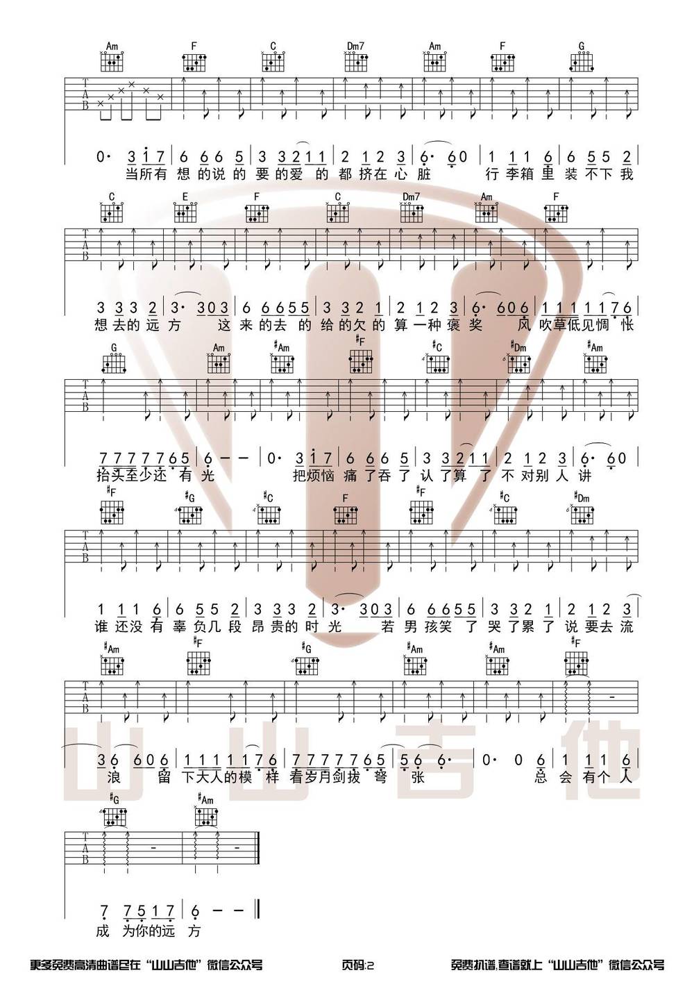 牧马城市吉他谱_C调版 