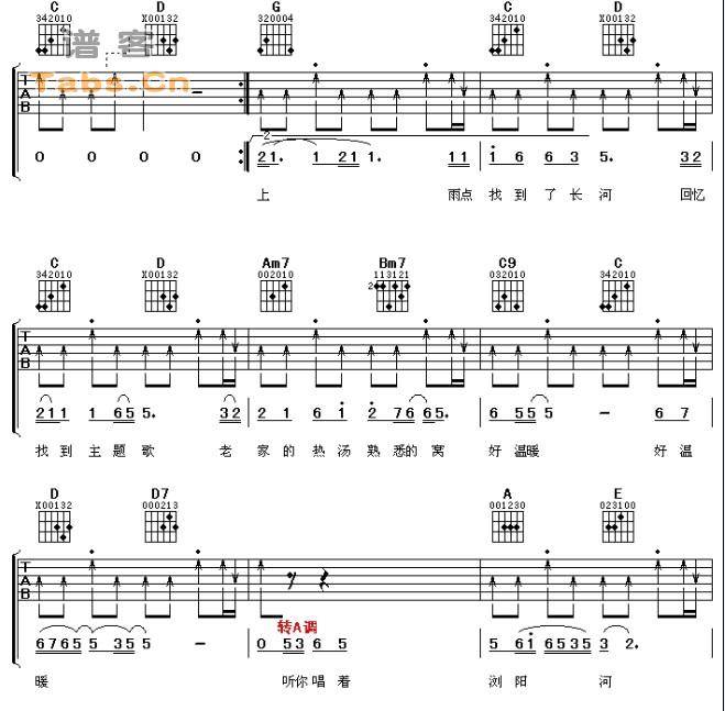 浏阳河2008 经典版	吉他谱 