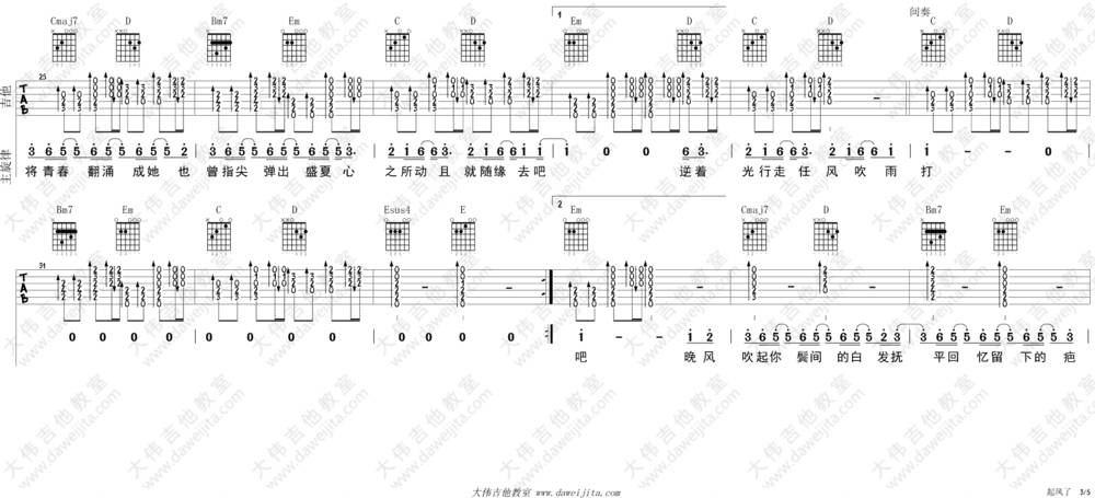 起风了吉他谱
