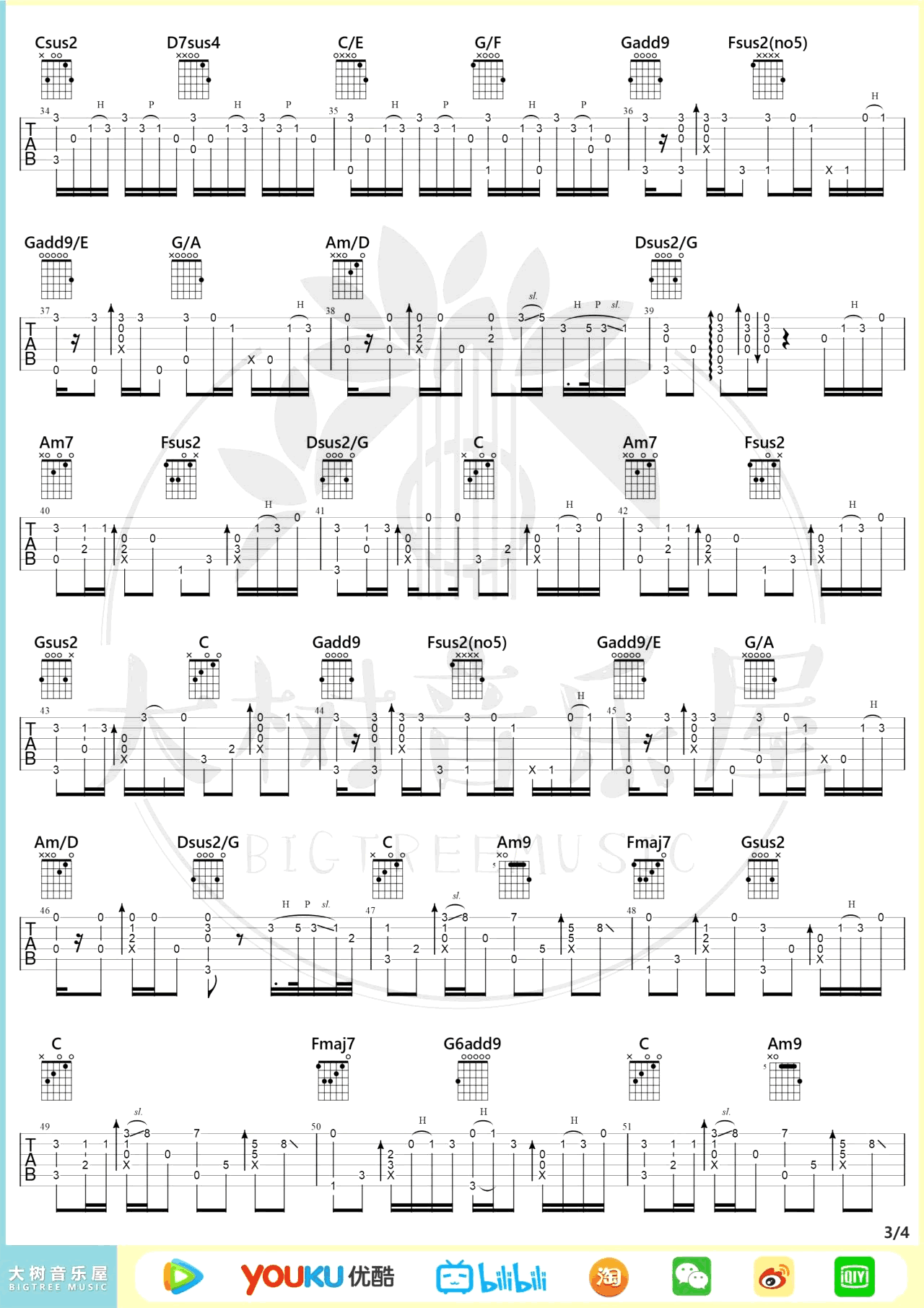 久石让《Summer》指弹吉他谱 独奏教学3