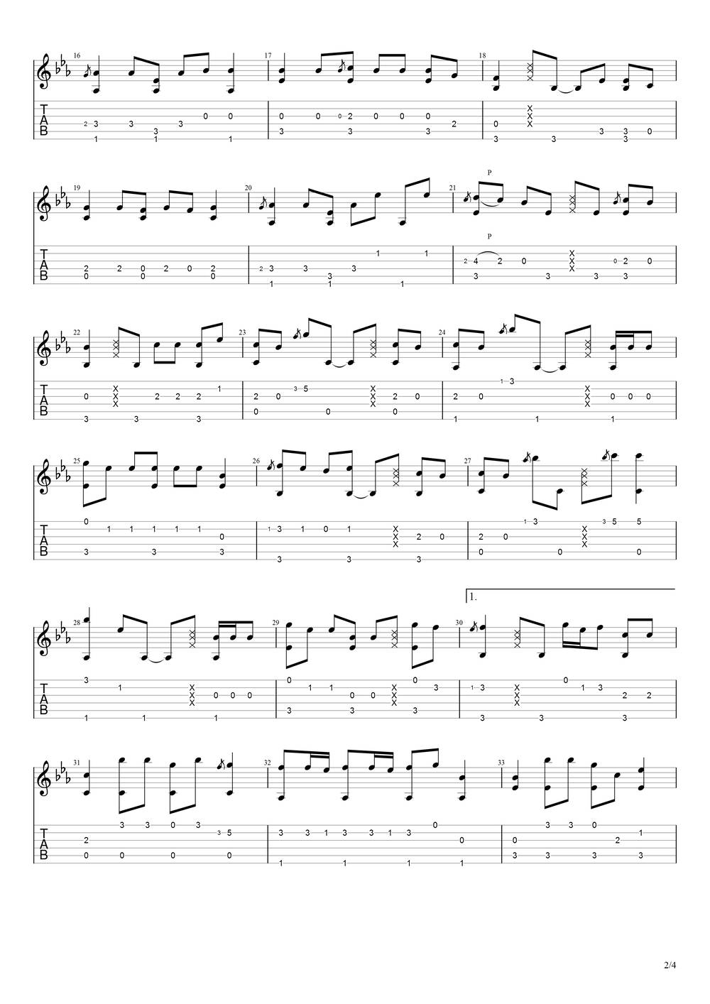 芒种吉他谱_指弹带前奏版