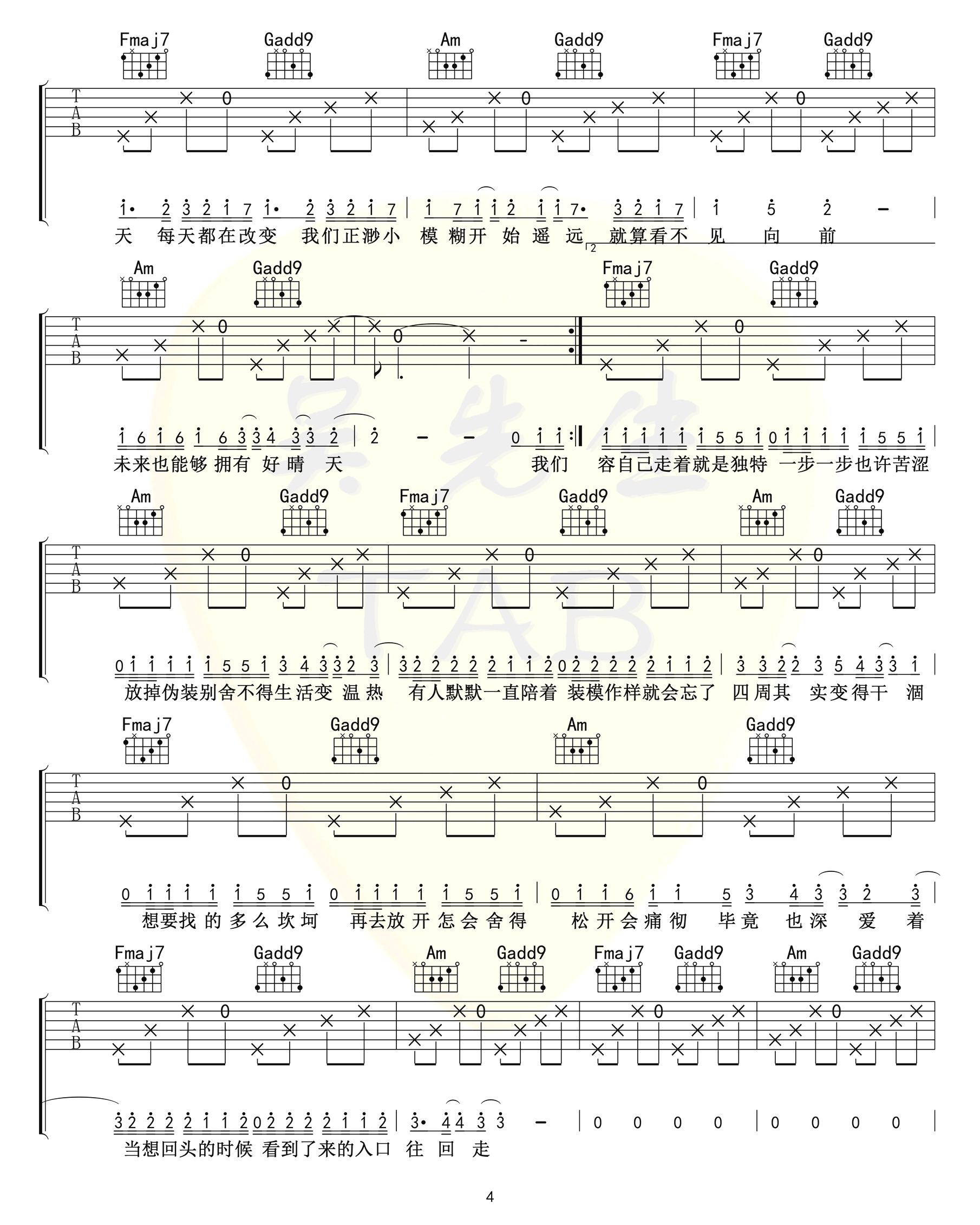 陈壹千《心似烟火》吉他谱-4