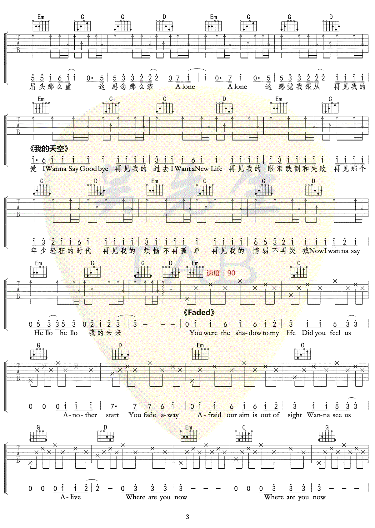 6415歌曲串烧吉他谱-串烧歌曲吉他谱-3