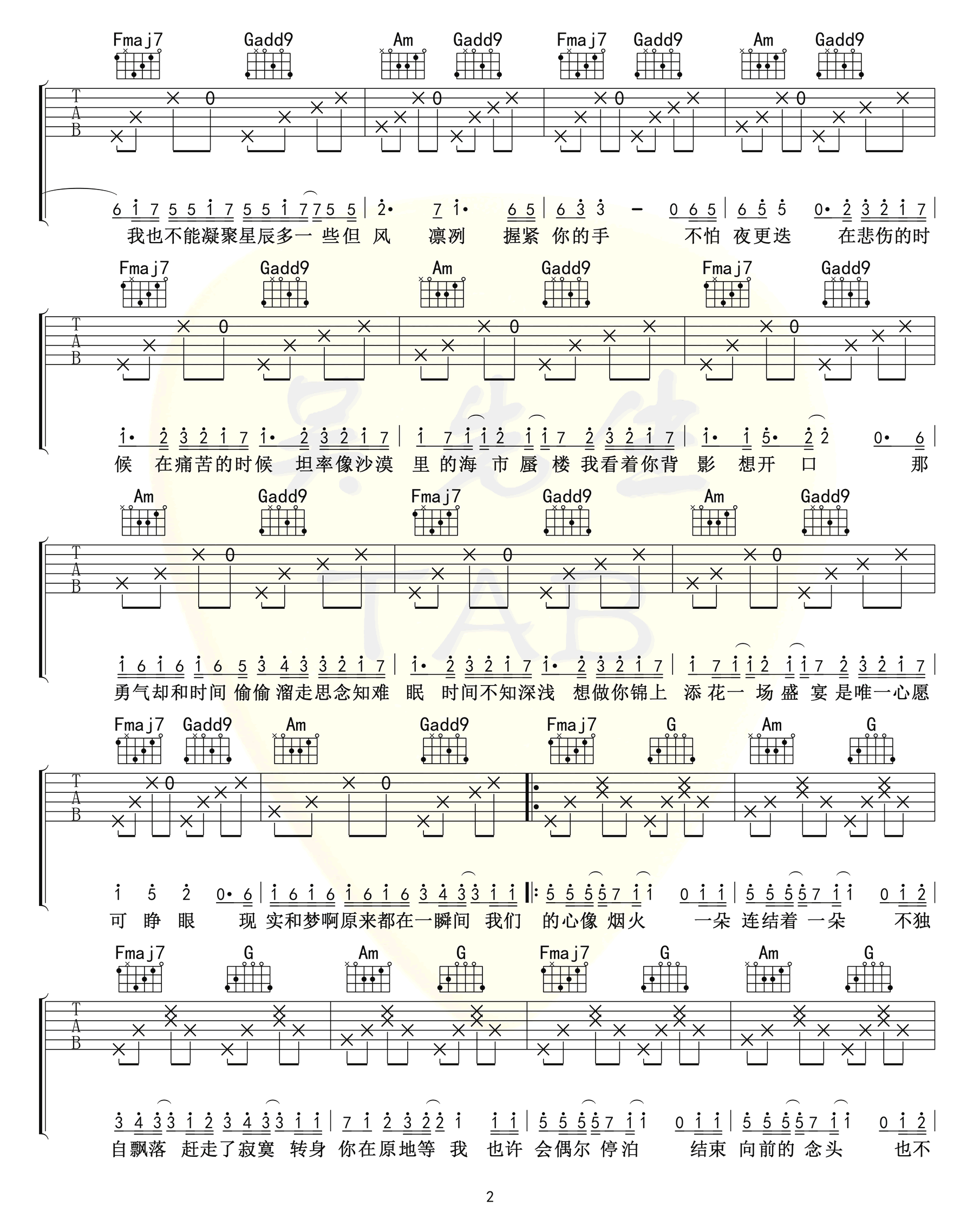 陈壹千《心似烟火》吉他谱-2