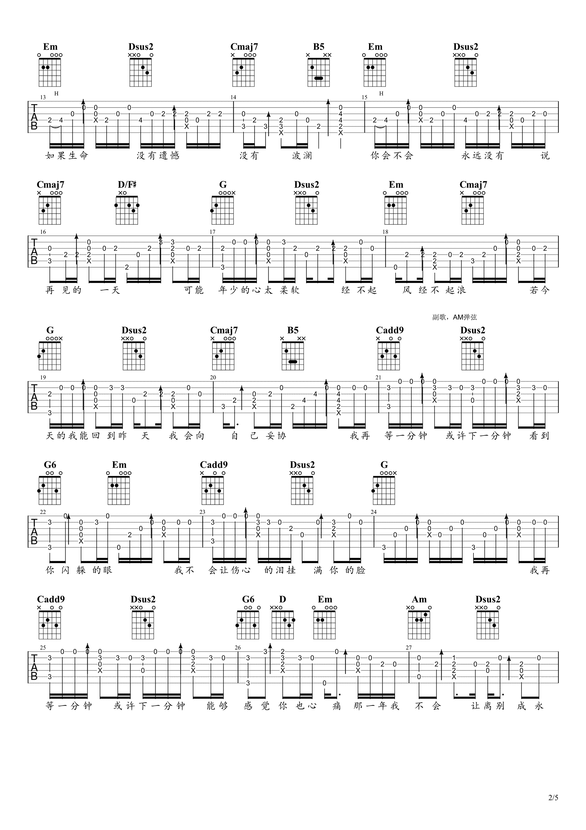 徐誉滕《等一分钟》指弹吉他谱-2