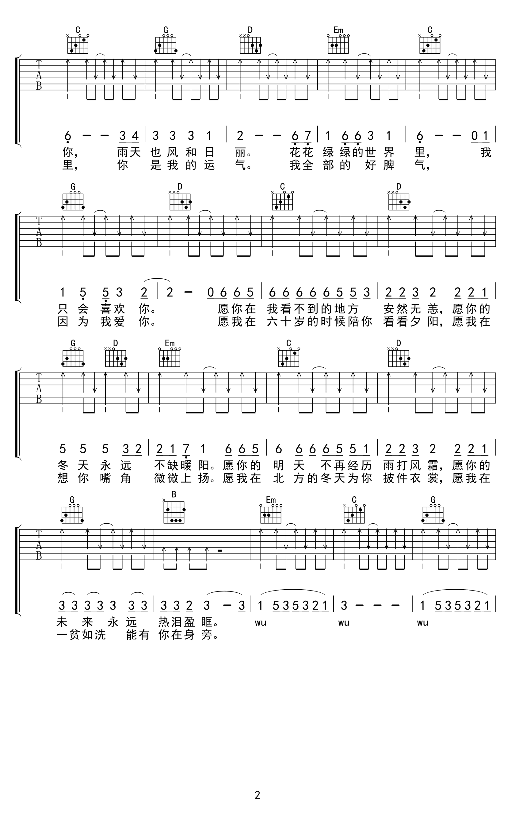 解忧邵帅《你是人间四月天》吉他谱-2