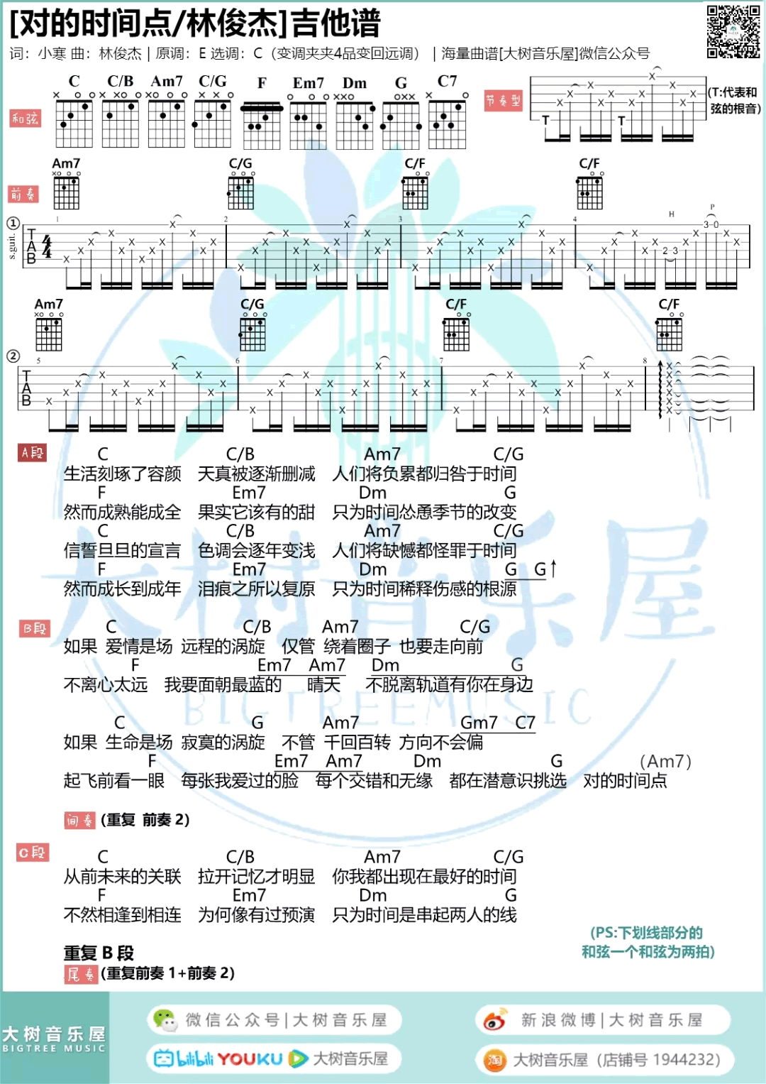林俊杰《对的时间点》吉他谱-1