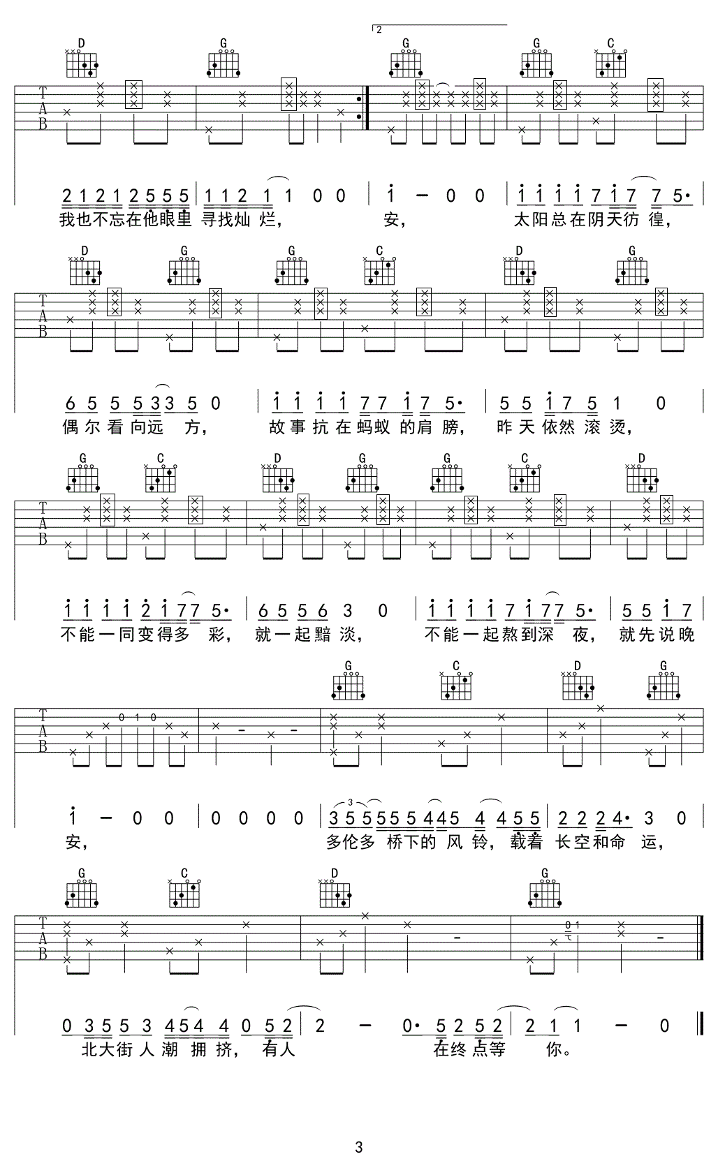 姜铭扬闷猪《如人饮水》吉他谱-3