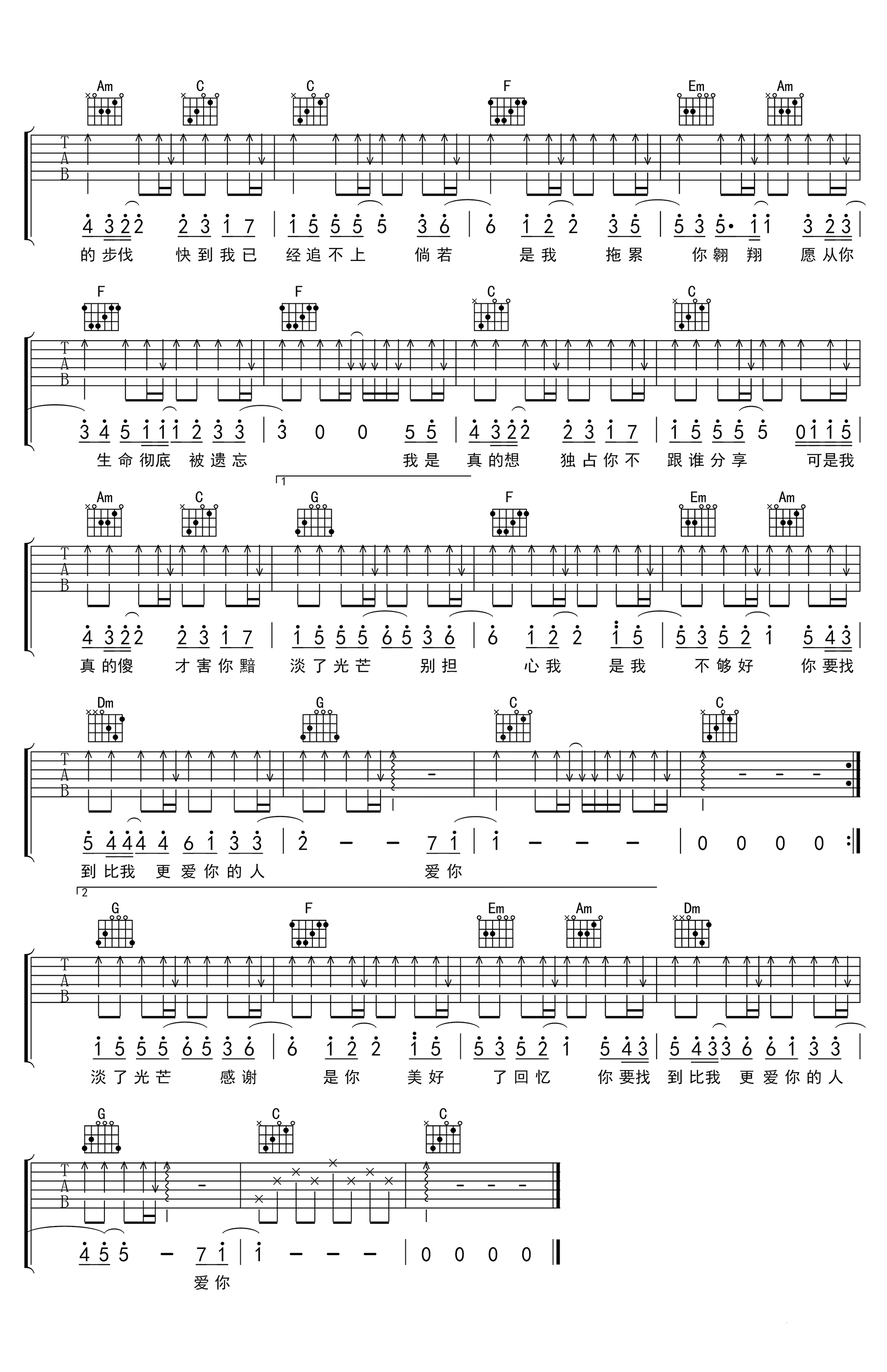 徐佳莹《真的傻》吉他谱-2