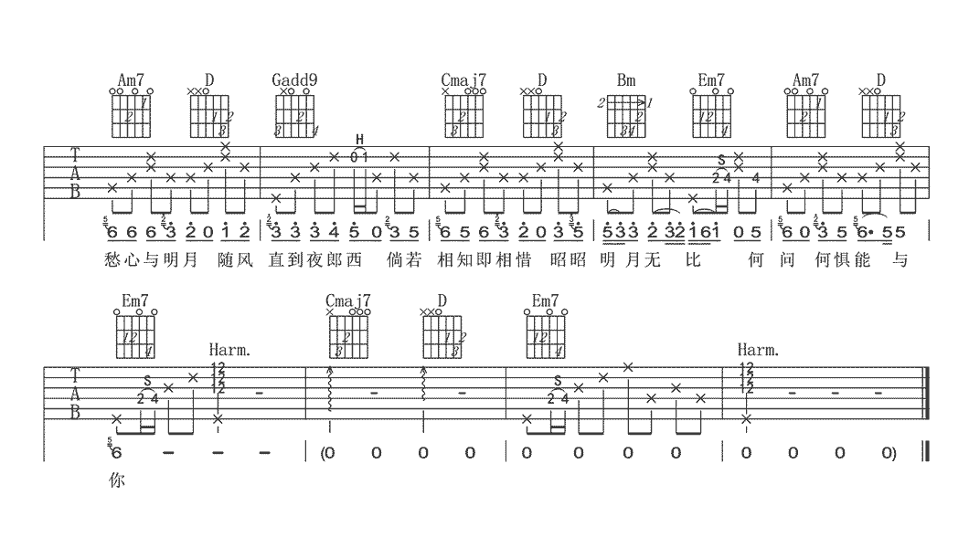 黄诗扶《杨花落尽子规啼》吉他谱-3