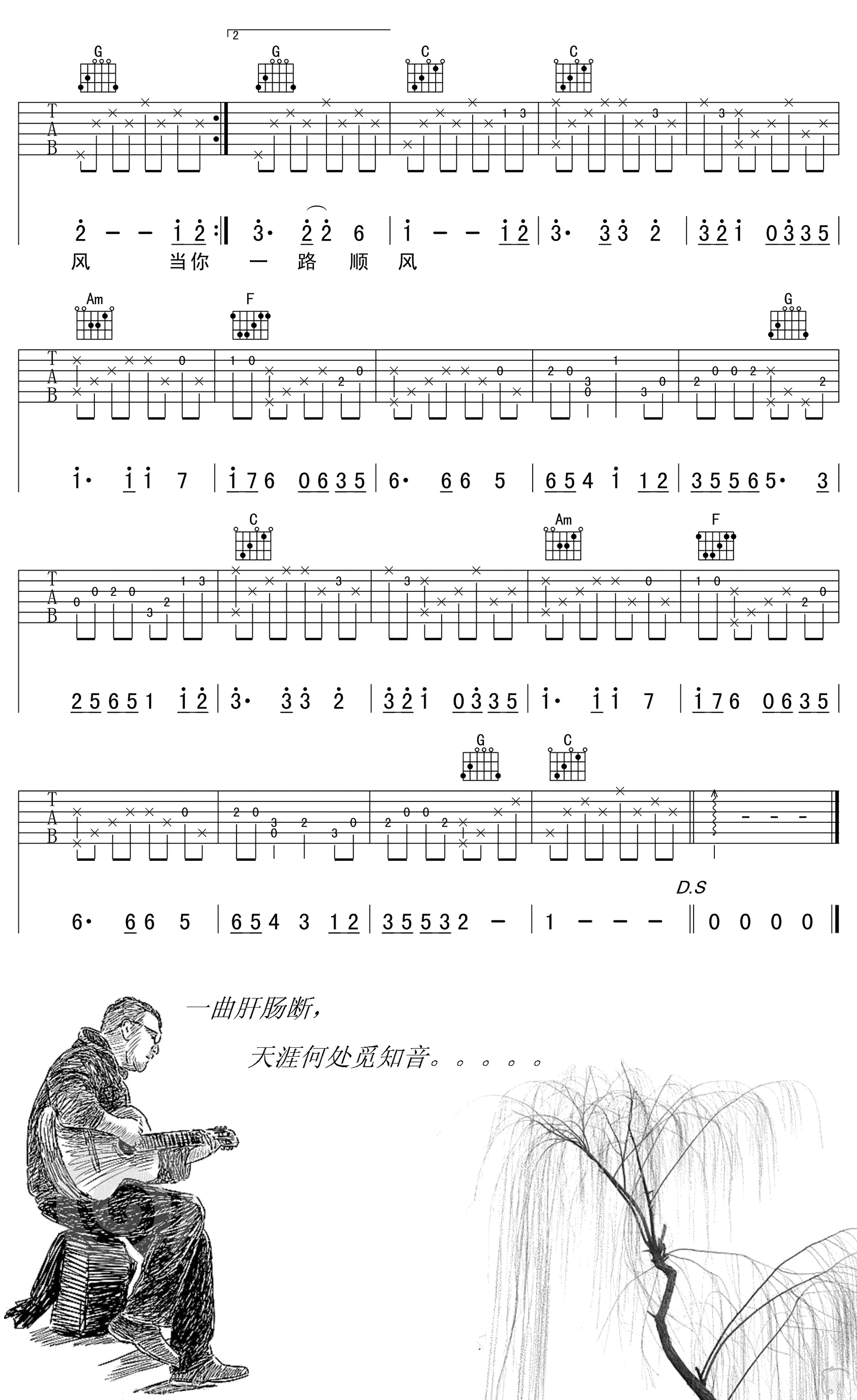 吴奇隆《祝你一路顺风》吉他谱-3