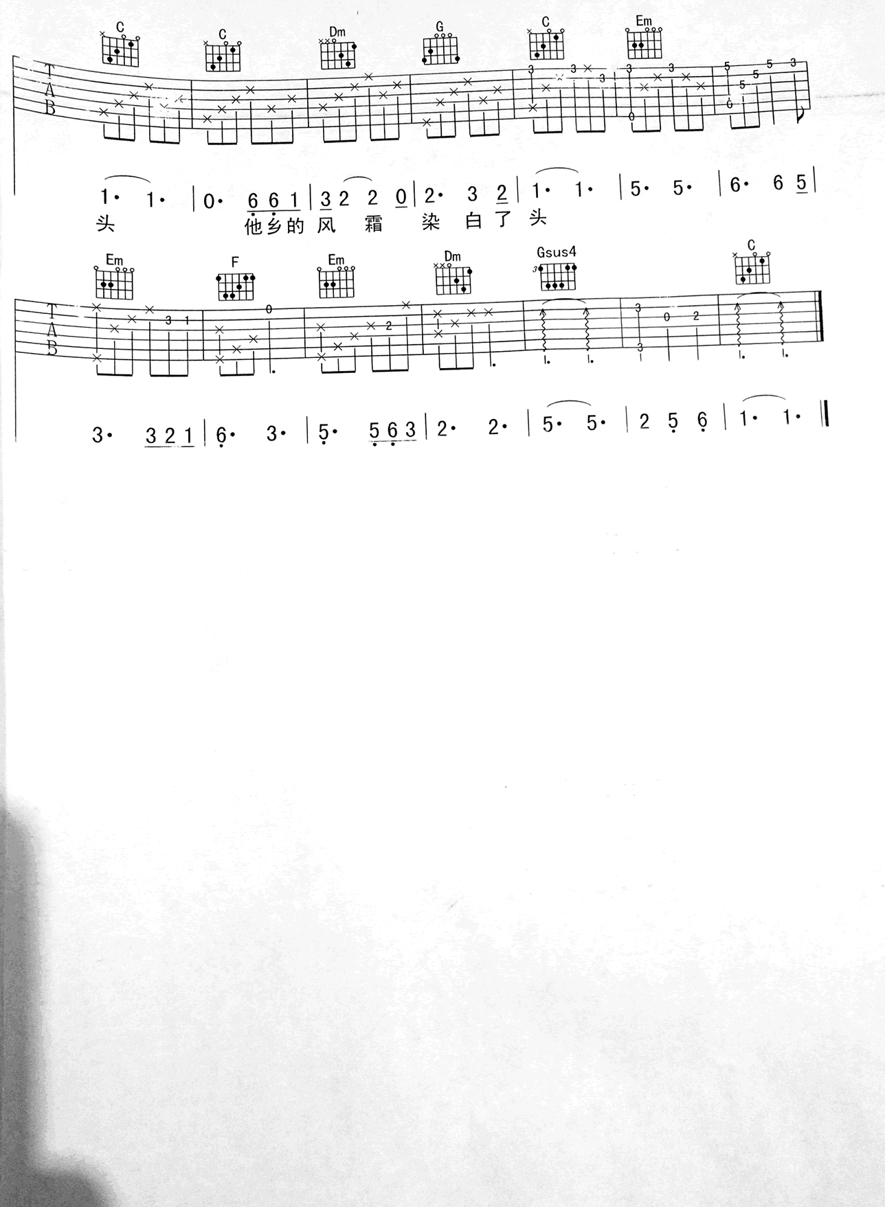 夏小虎 奔波吉他谱4