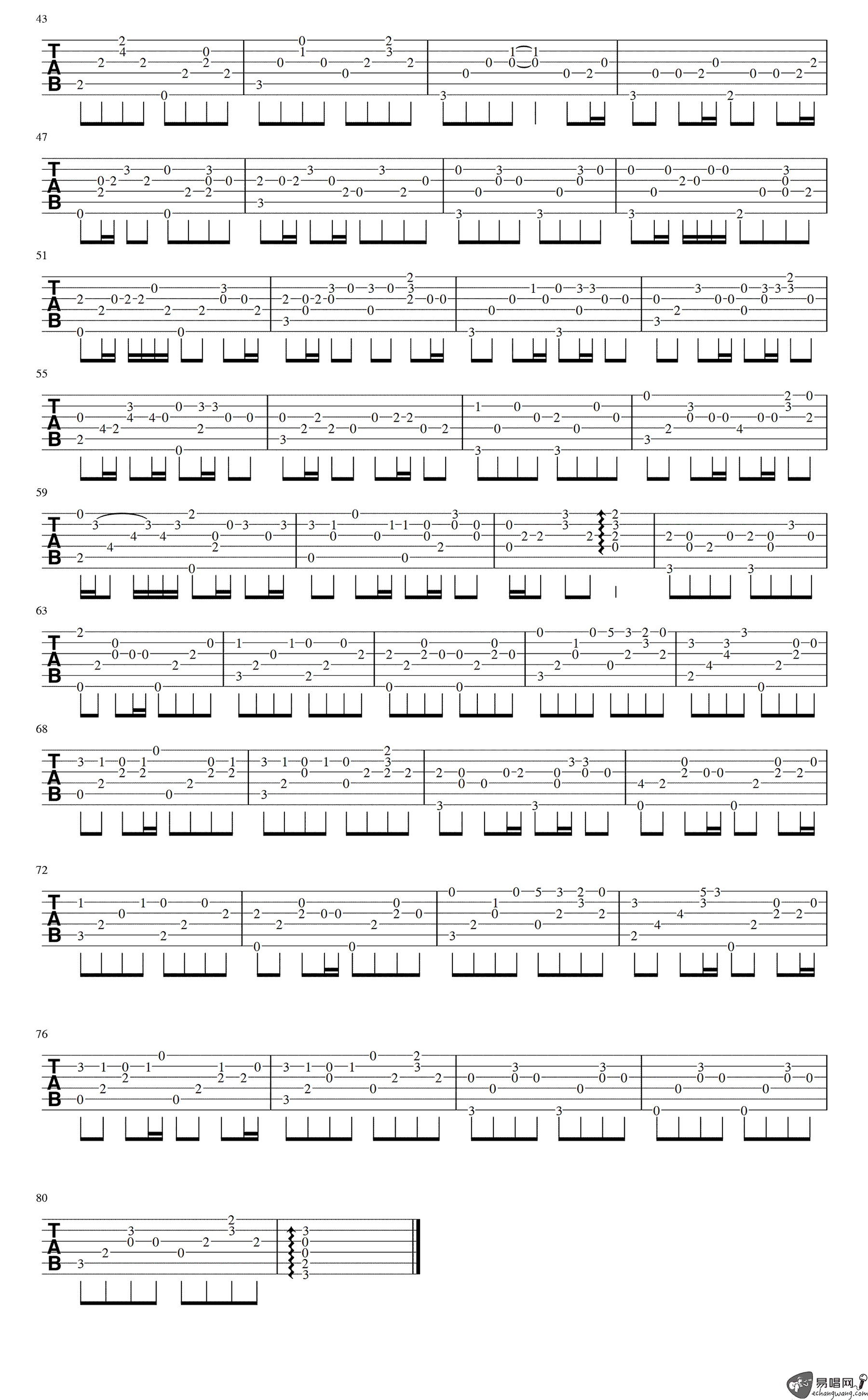 等你下课吉他指弹谱 周杰伦