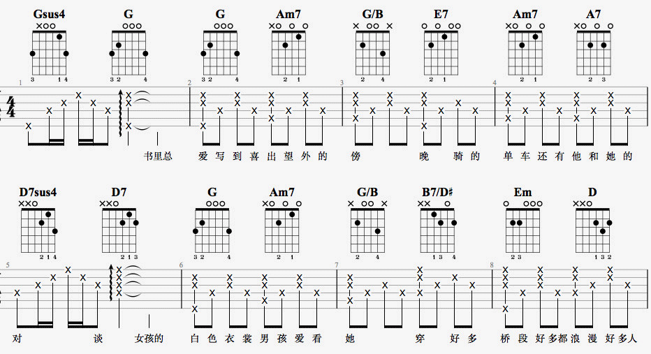 《慢慢喜欢你》吉他谱1
