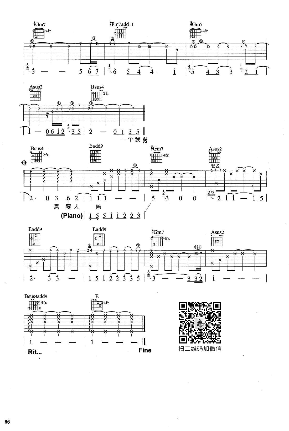 王力宏 需要人陪吉他谱3