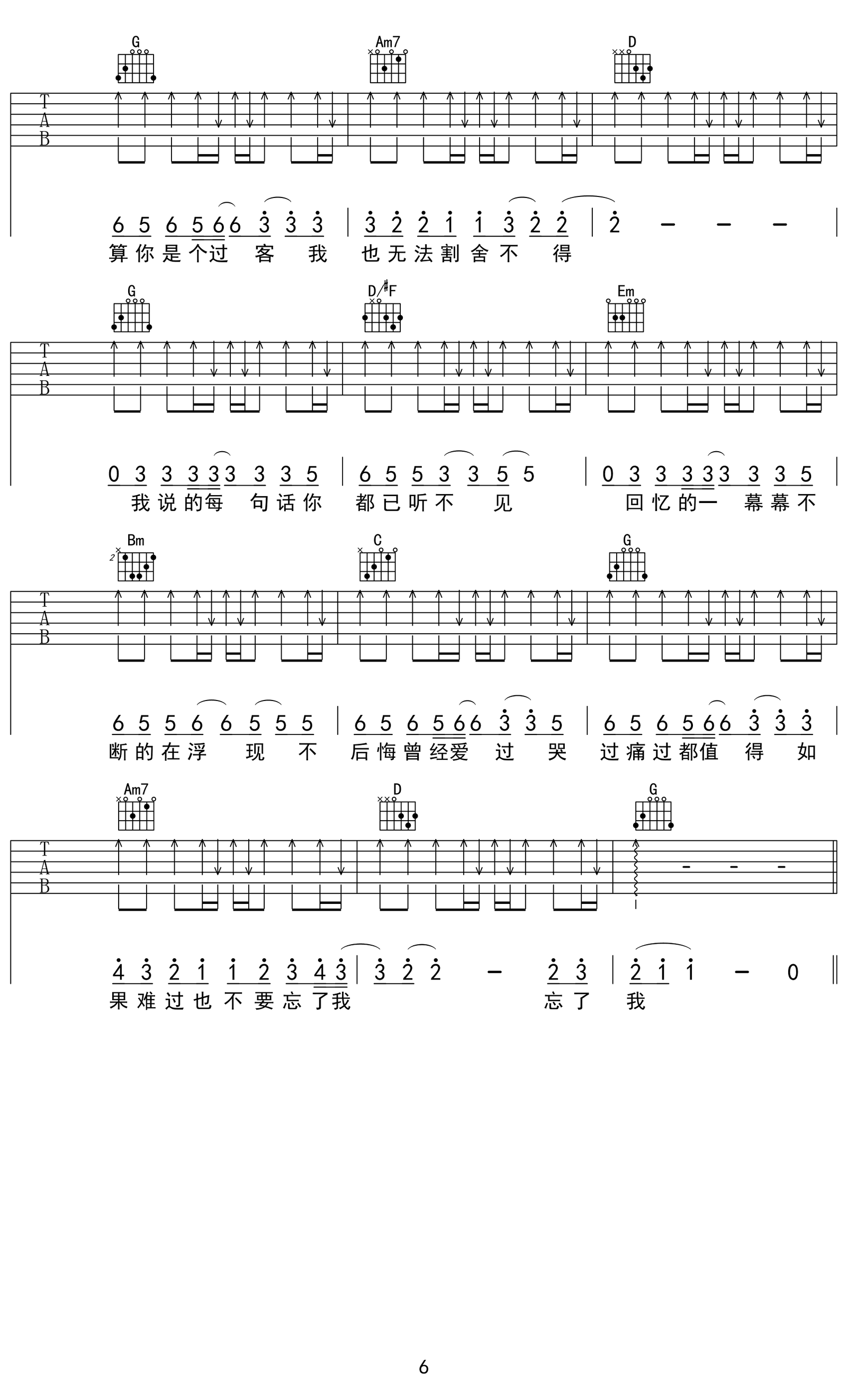 感谢你曾来过吉他谱 Ayo97和阿涵6