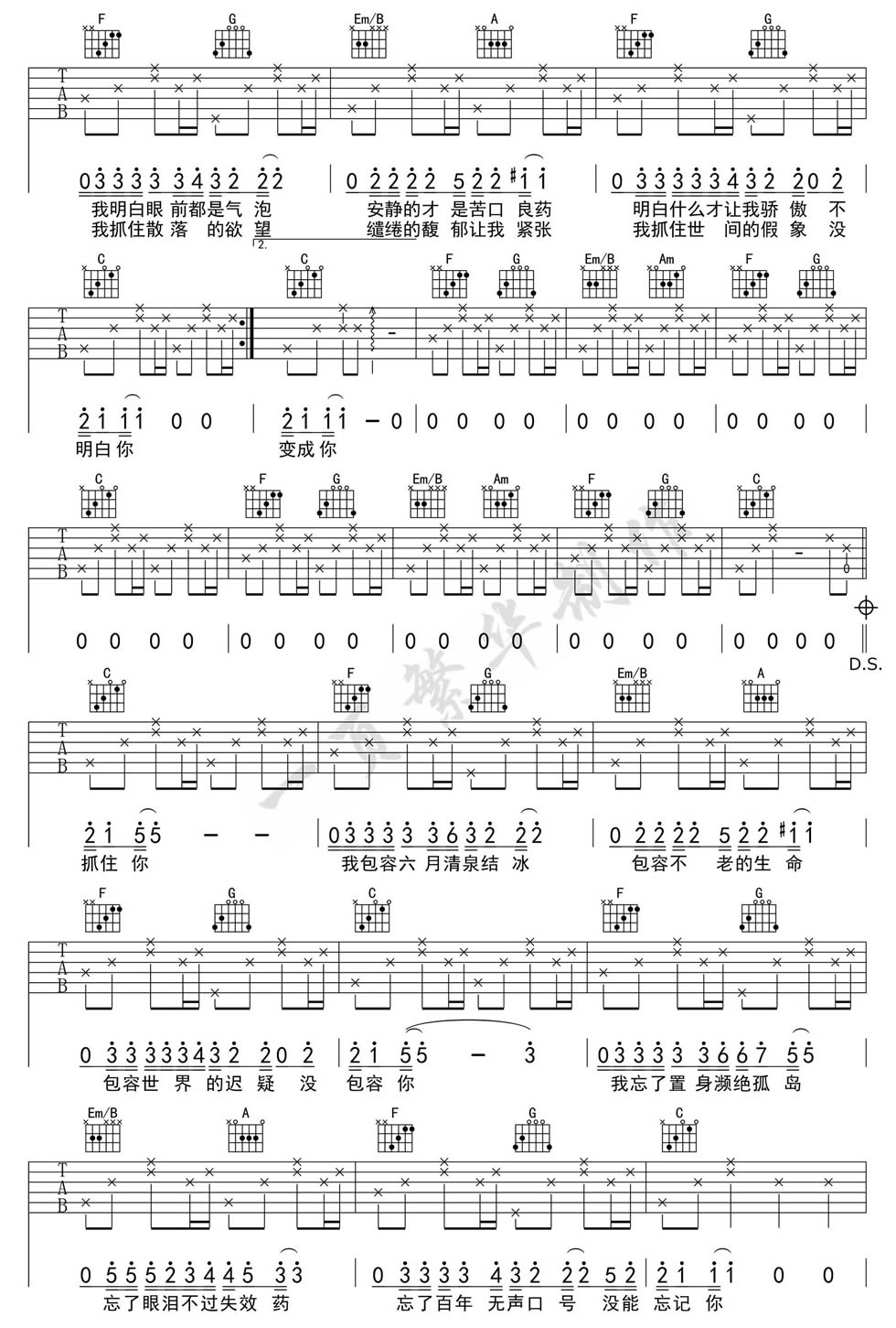 陈粒《奇妙能力歌》吉他谱